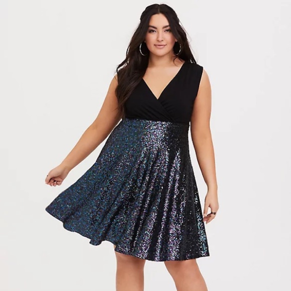 Black and Blue Sequin Women's Dress